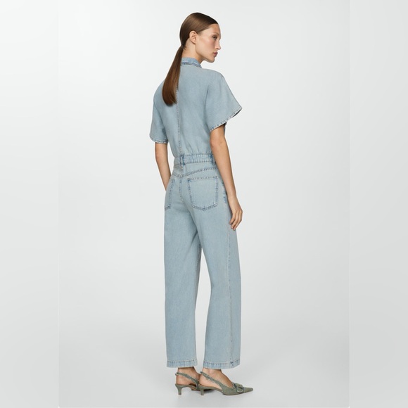 Mango Light Blue Denim Jumpsuit NWT - Picture 3 of 4